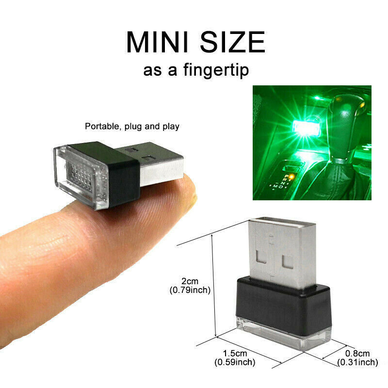 7 Colours Mini USB LED Wireless Lamp Car Atmosphere Light Colorful Accessories