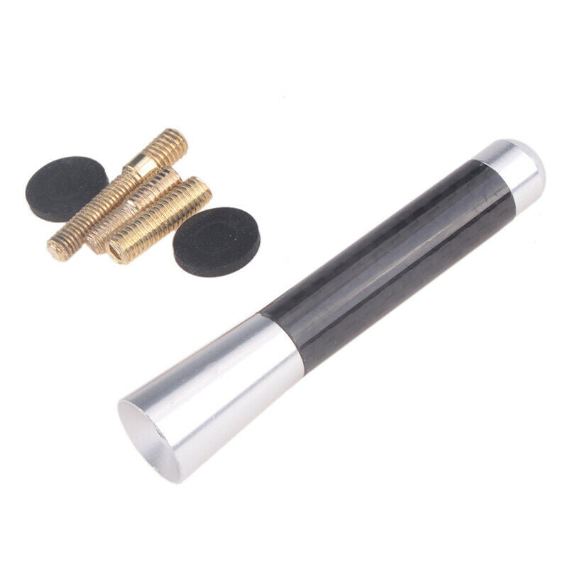 8cm Car Bee-sting Stubby Aerial Silver Carbon Fibre Ariel Arial AM/FM Universal