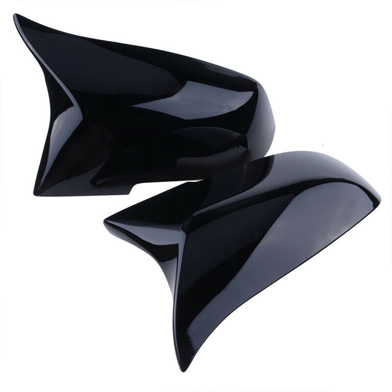 Pair Rearview Glossy Black Wing Mirror Cover Cap For BMW 1 Series F20 F21 F23