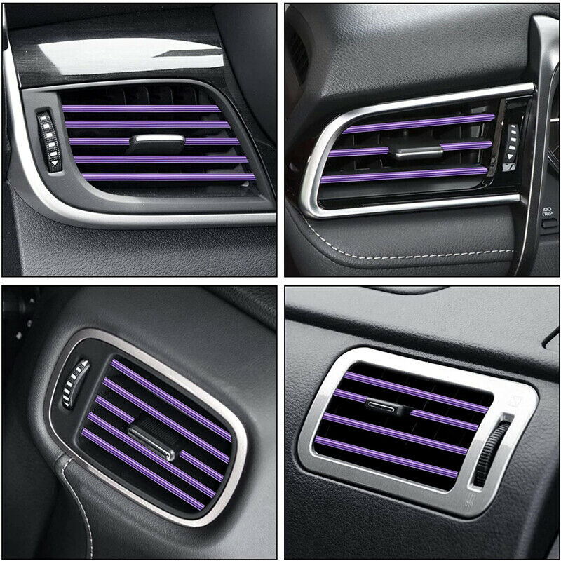 10x Car Accessories Purple Air Conditioner Air Outlet Decoration Strip Cover