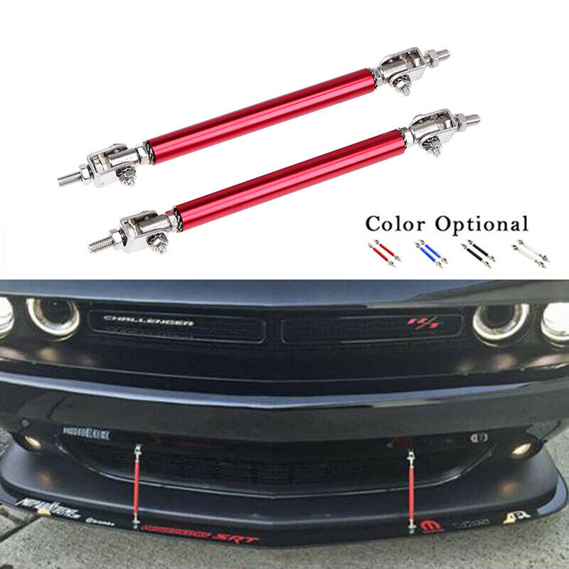2x Red Adjustable Front Bumper Support Tie Rod Bar Kit Splitter Lip Strut UK AH