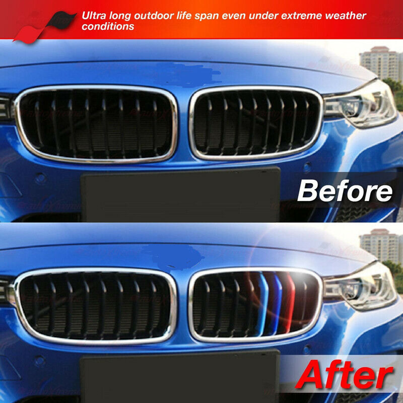 3x M Sport Kidney Grille Grill Cover Stripe Clip For BMW 5 Series F10 2014-2017