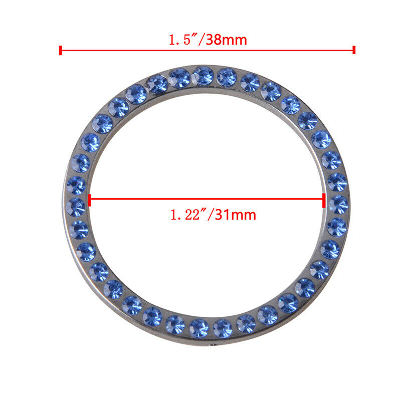 Auto Accessories Car Decorative Silver Button Start Switch Diamond Ring Blue