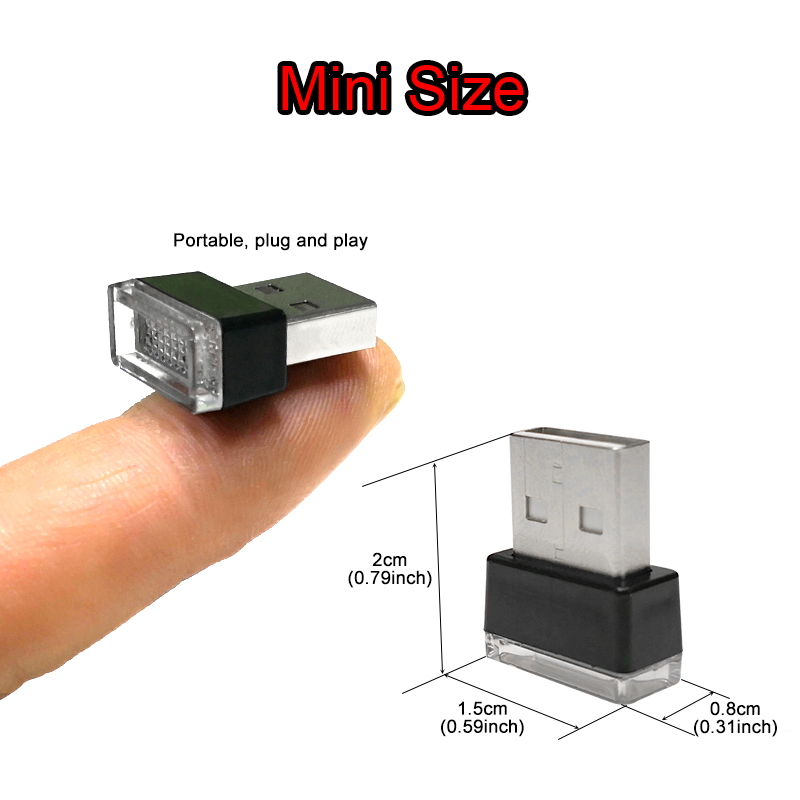 Mini USB LED IceBlue Color Wireless Lamp Car Atmosphere Light Colorful Accessory