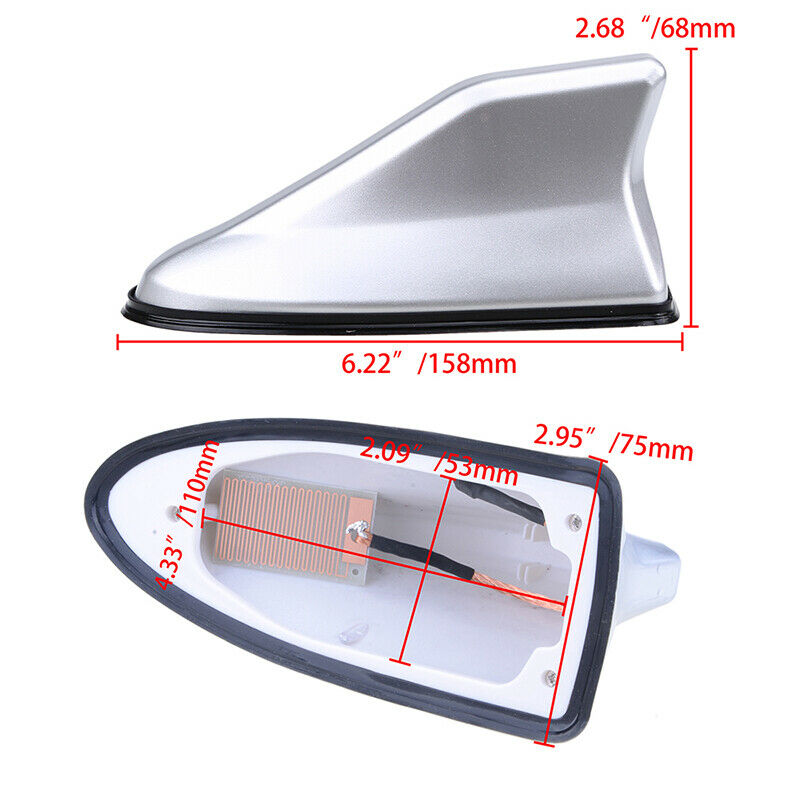 1x Silver SUV Shark Fin Roof Antenna Aerial Mast FM/AM Radio Signal Universal UK