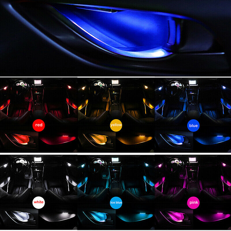 4pcs Car Door Bowl Handle LED Ambient Atmosphere Light Interior Accessory