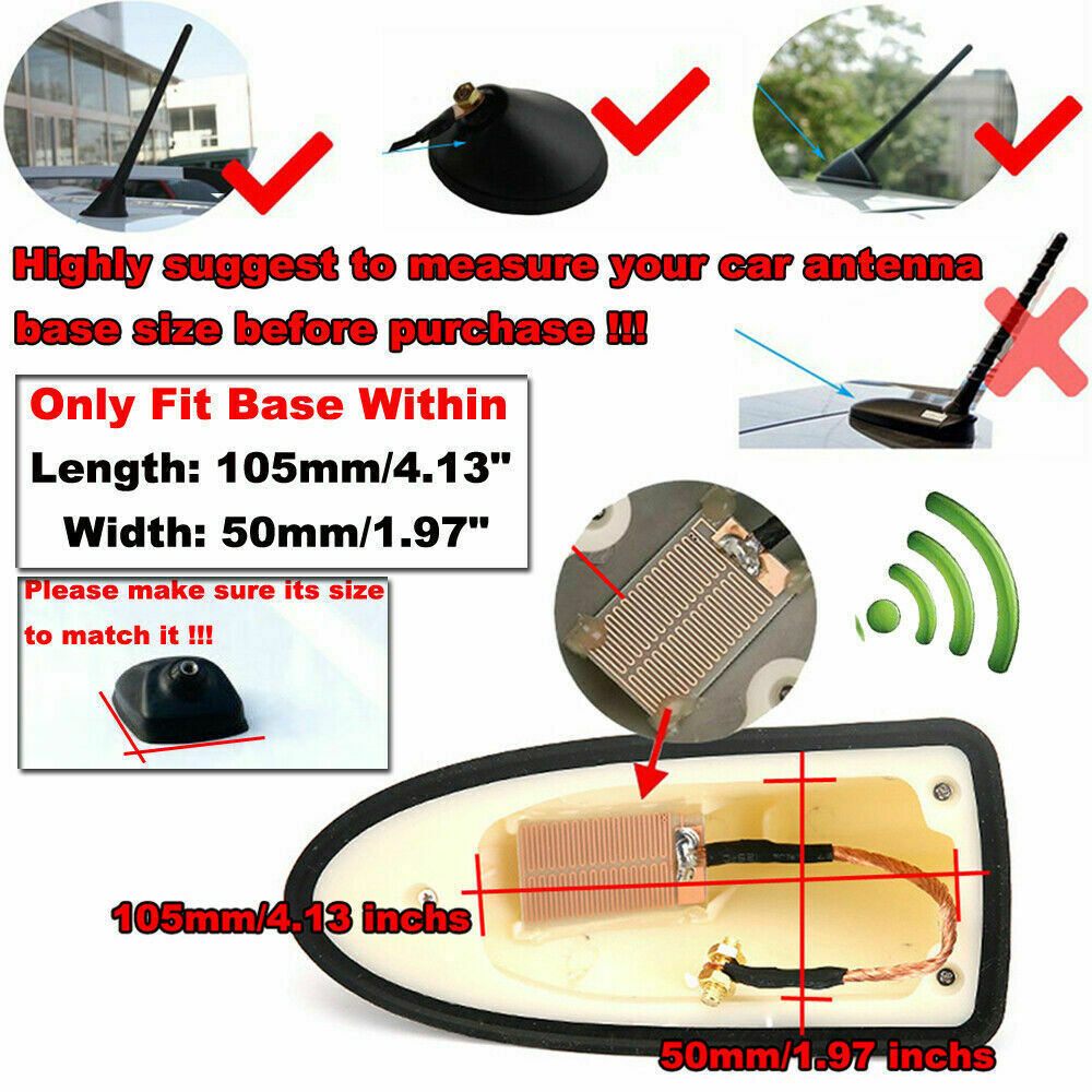 1x Silver SUV Shark Fin Roof Antenna Aerial Mast FM/AM Radio Signal Universal UK