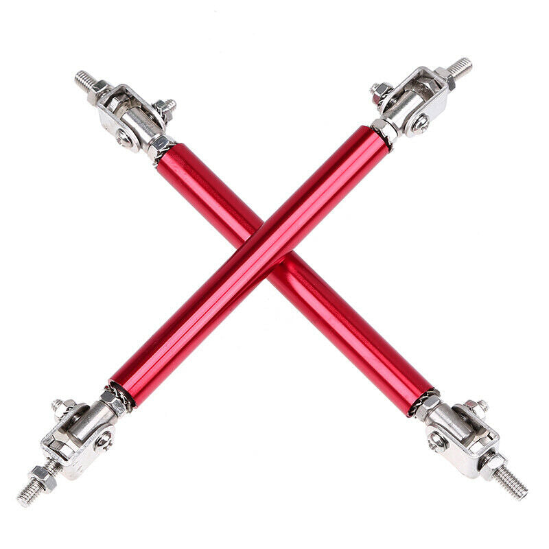 2x Red Adjustable Front Bumper Support Tie Rod Bar Kit Splitter Lip Strut UK AH