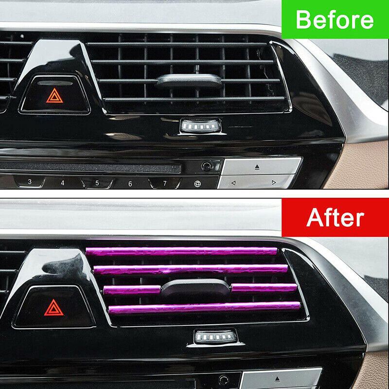 10x Car SUV Accessories Purple Air Conditioner Air Outlet Decoration Strip Cover