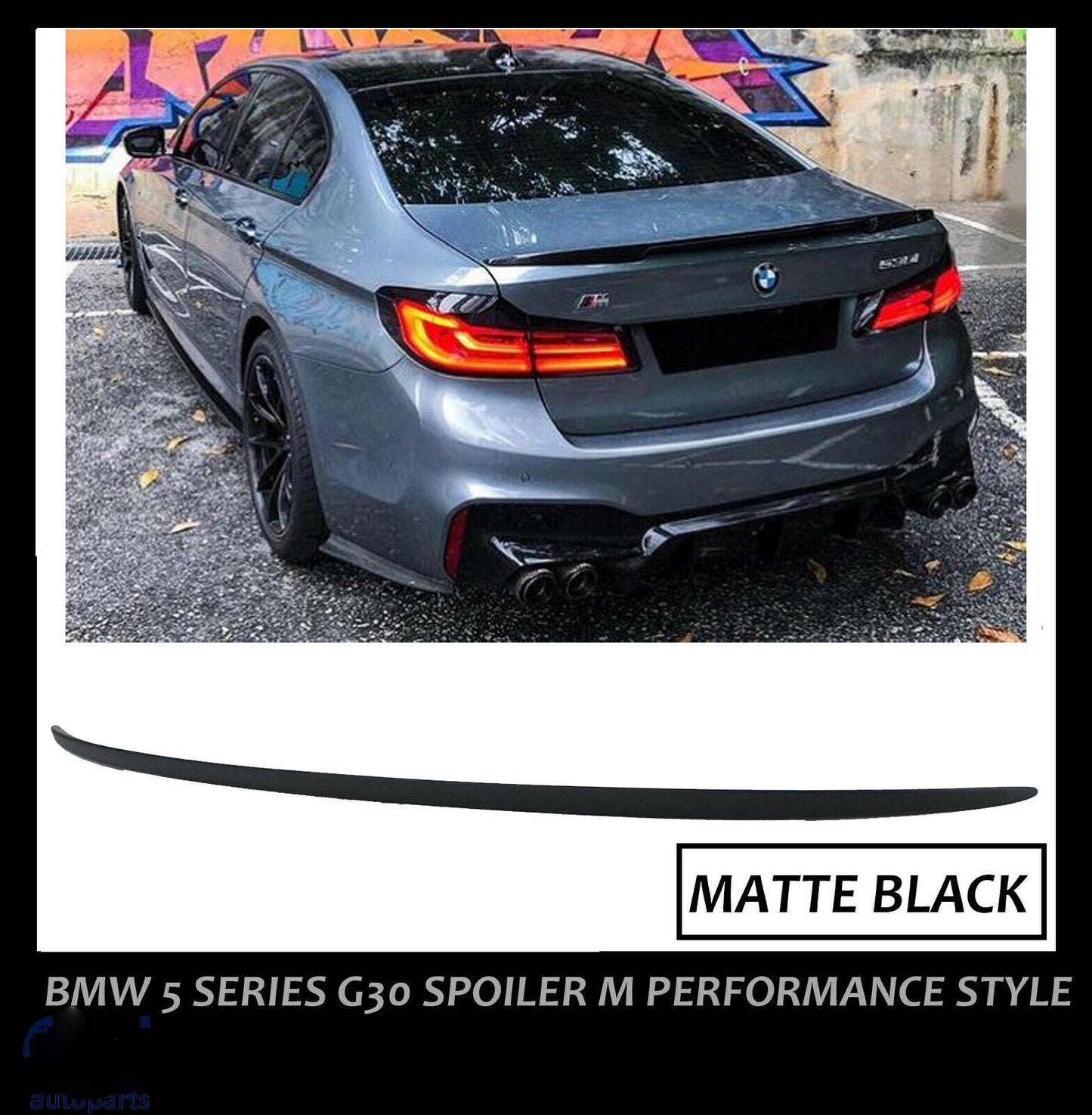 BMW 5 SERIES G30 G31 MP STYLE REAR TRUNK BOOT SPOILER LIP MATTE BLACK 100% FIT