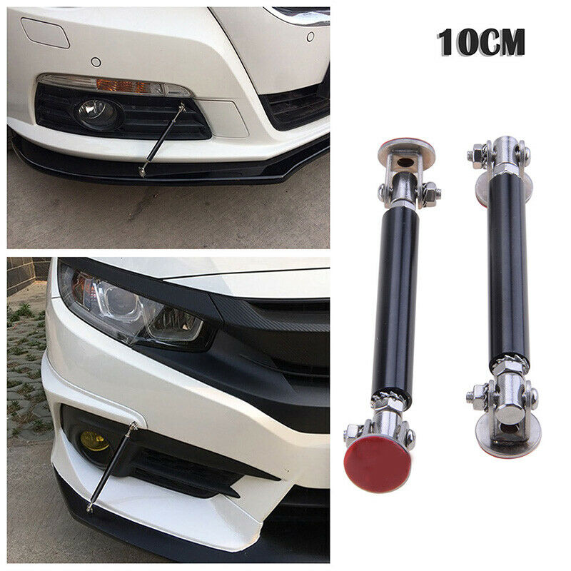 2X Vehicle Adjustable Front Bumper Splitter Strut Brace Rod Support Bars Black