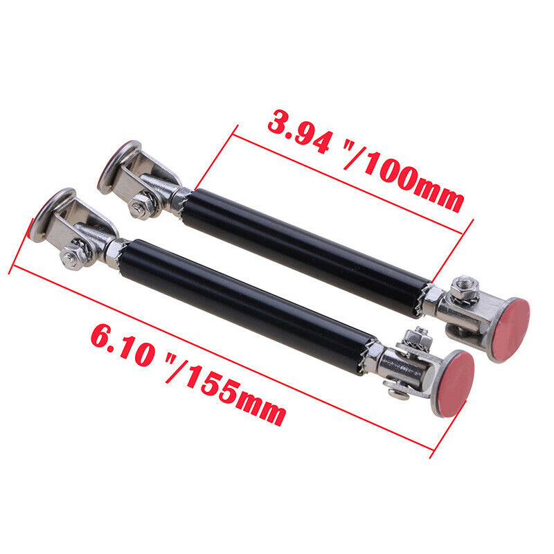 2X Vehicle Adjustable Front Bumper Splitter Strut Brace Rod Support Bars Black