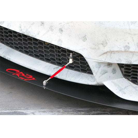 2x Red Adjustable Front Bumper Support Tie Rod Bar Kit Splitter Lip Strut UK AH