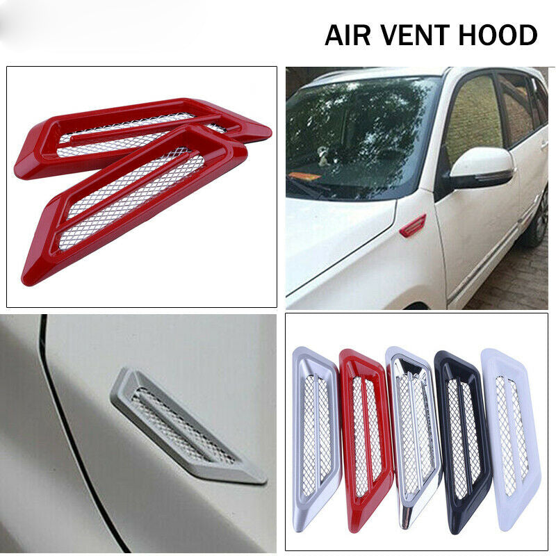Red Universal Cover Car Side Decorative Air Flow Hood Scoop Vent Bonnet Decor A