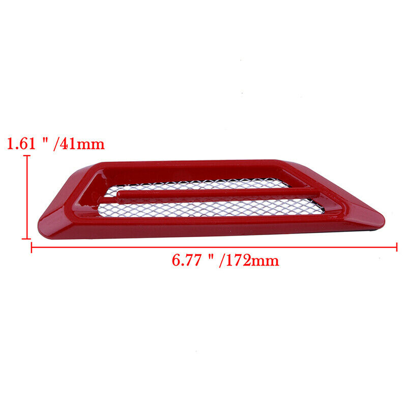 Red Universal Cover Car Side Decorative Air Flow Hood Scoop Vent Bonnet Decor A