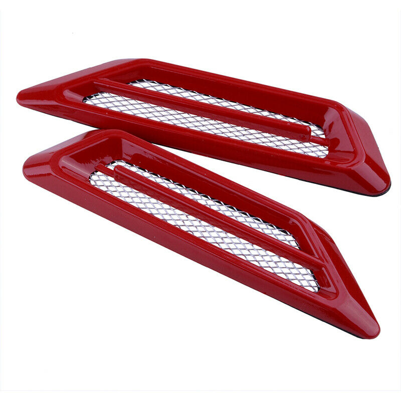 Red Universal Cover Car Side Decorative Air Flow Hood Scoop Vent Bonnet Decor A