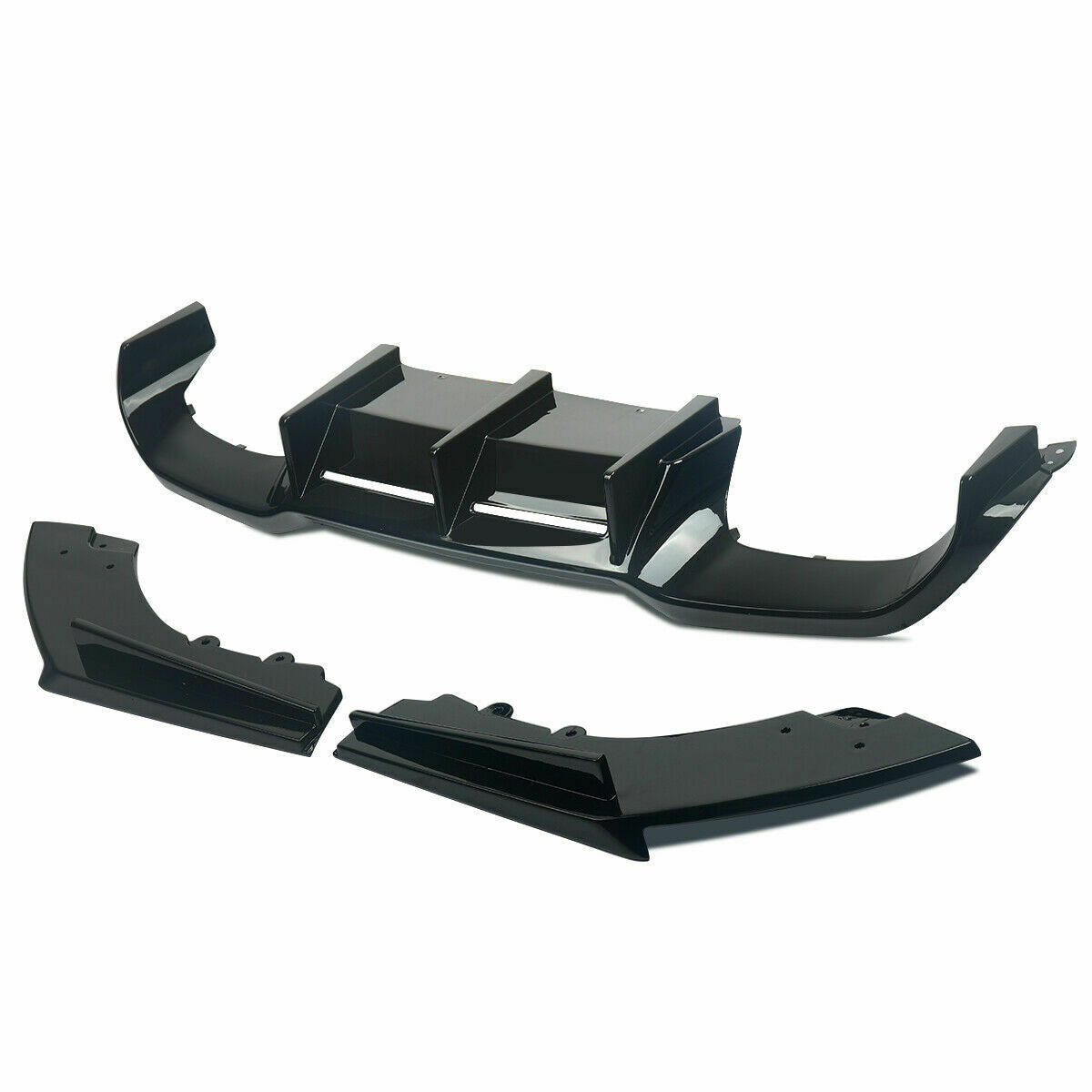 FOR BMW M2 F87 GLOSSY BLACK REAR DIFFUSER SPLITTER VALANCE 3PC MTC STYLE 2015+