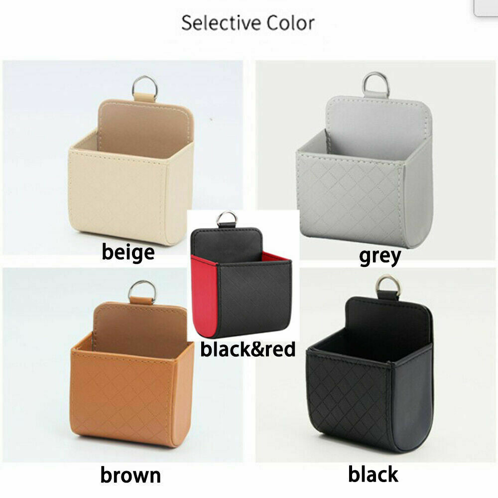 Car Air Seat Outlet Organiser Storage Pocket Holder PU Leather Phone Pouch Box e