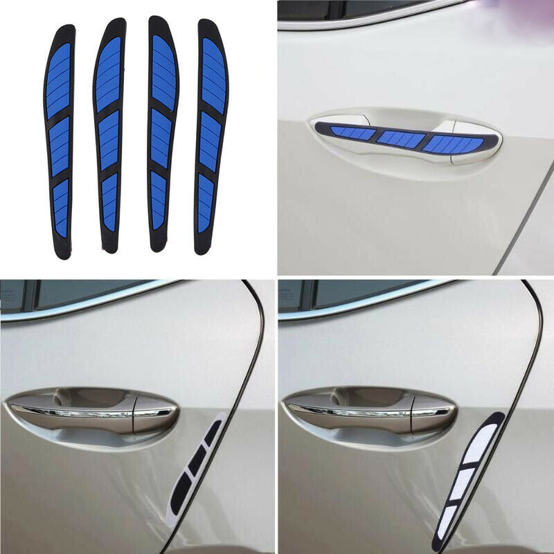 4x Universal Car Door Edge Scratch Anti-collision Protector Guard Strip Blue A