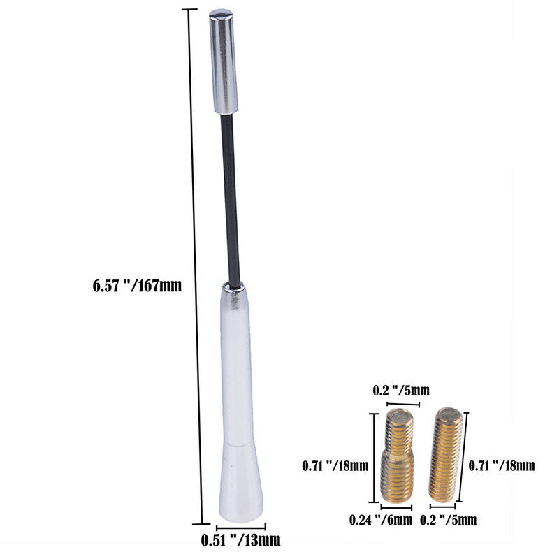 Car Aerial Bee Sting Mast Antenna Ariel Arial Mini Radio Stubby Silver 7" Small