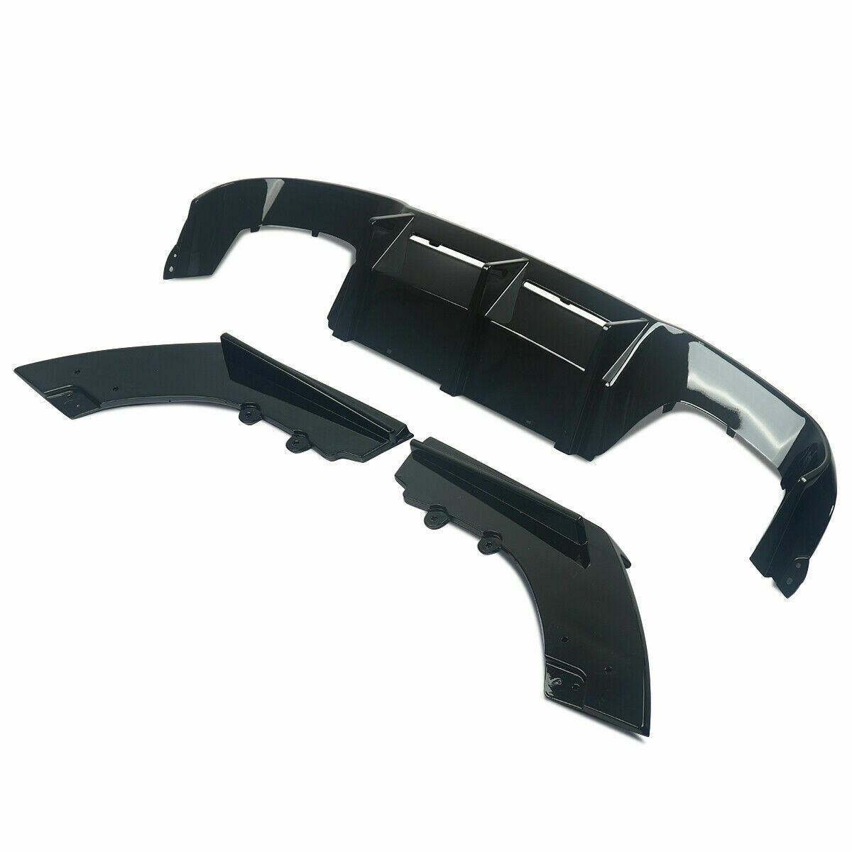 FOR BMW M2 F87 GLOSSY BLACK REAR DIFFUSER SPLITTER VALANCE 3PC MTC STYLE 2015+