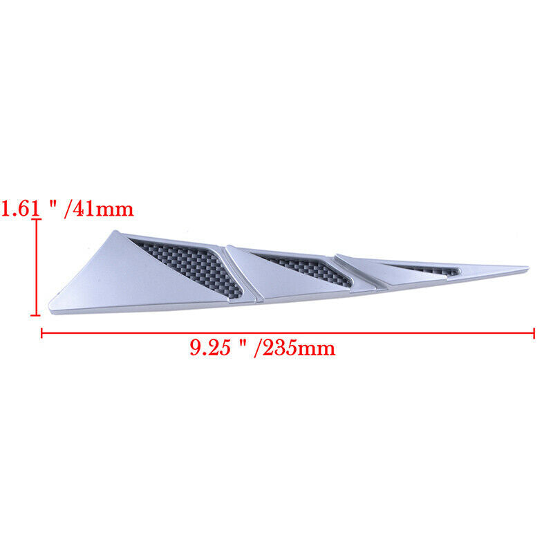2PCS Car Hood Stickers Silver Side Air Intake Flow Vent Cover Deco Universal AH
