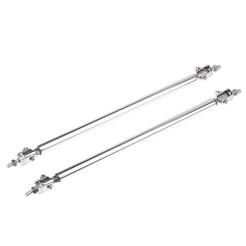 UK Car Front Rear Bumper Splitter Strut Lip Tie Rod Support Adjustable Silver
