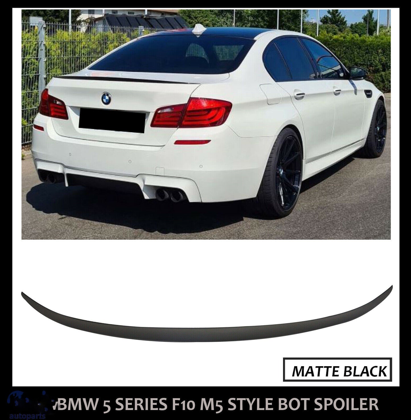BMW 5 SERIES MATTE BLACK F10 M-SPORTS REAR TRUNK LID LIP BOOT SPOILER 11-17 OEM