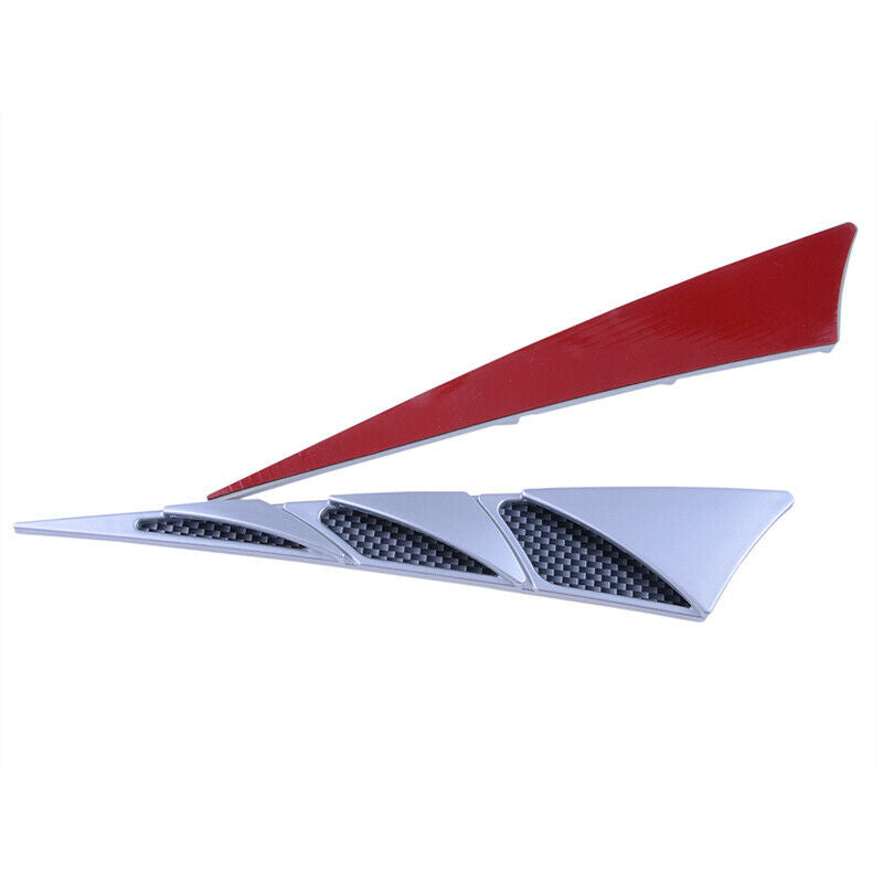 2PCS Car Hood Stickers Silver Side Air Intake Flow Vent Cover Deco Universal AH