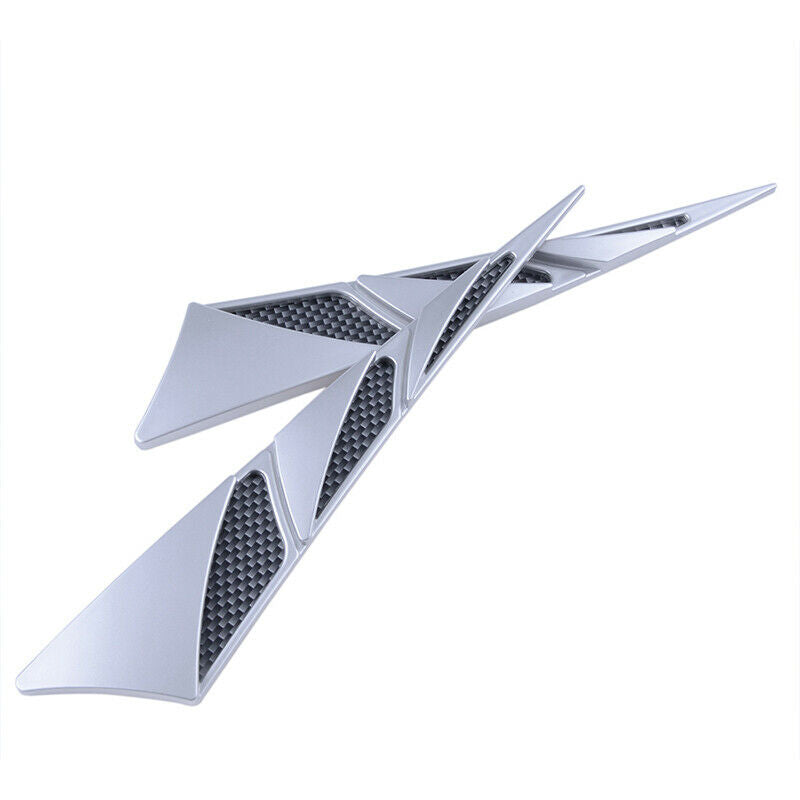 2PCS Car Hood Stickers Silver Side Air Intake Flow Vent Cover Deco Universal AH