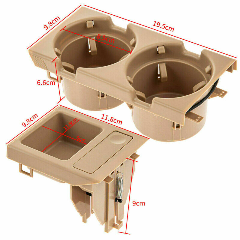 Beige Center Console Cup Drinks Holder+Coin Storage For BMW 3 Series E46 99-06