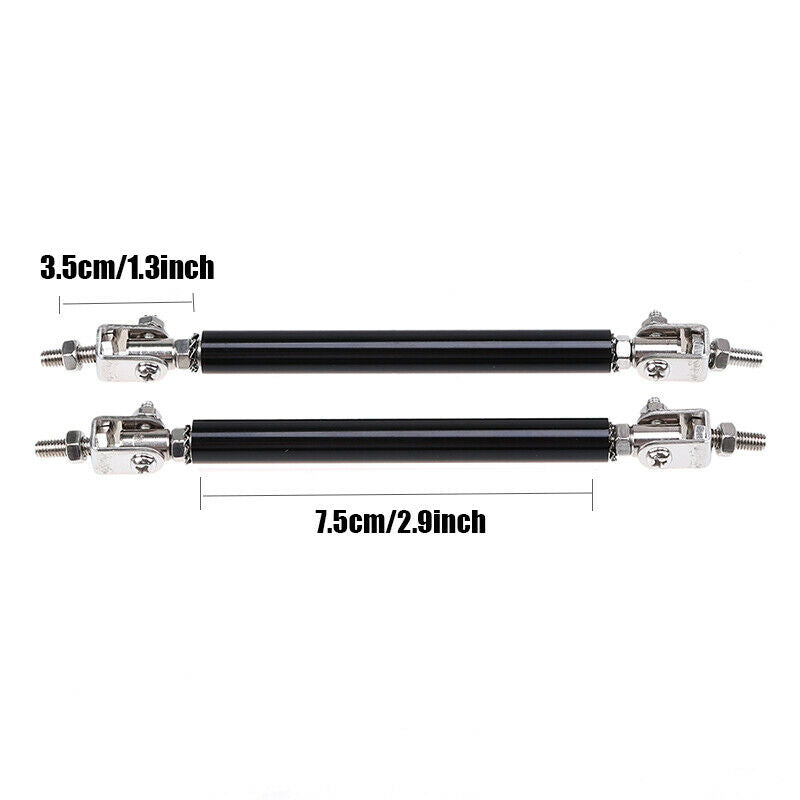 2x Black Front Bumper Support Tie Rod Bar Kit Splitter Lip Strut Universal UK