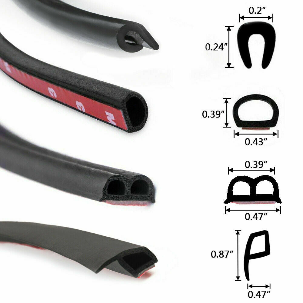 3M Car Door B Shape Rubber Seal Strip Insulation Weatherstrip Sealing Trim