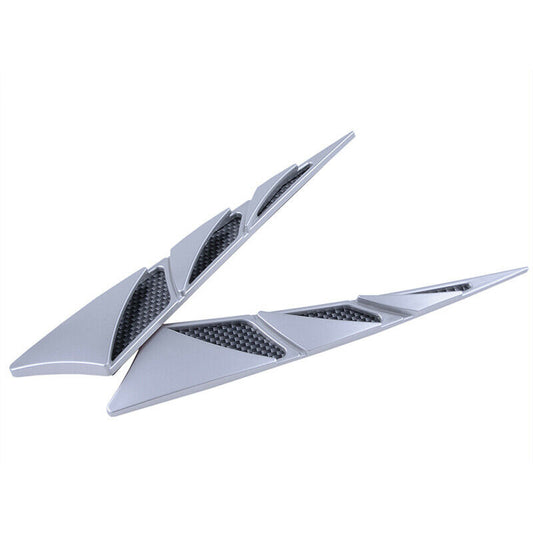 2PCS Car Hood Stickers Silver Side Air Intake Flow Vent Cover Deco Universal AH
