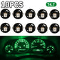 10x Green 9mmx12mm Wedge LED Dashboard Lamp Panel Bulb Car Instrument Light T4.7