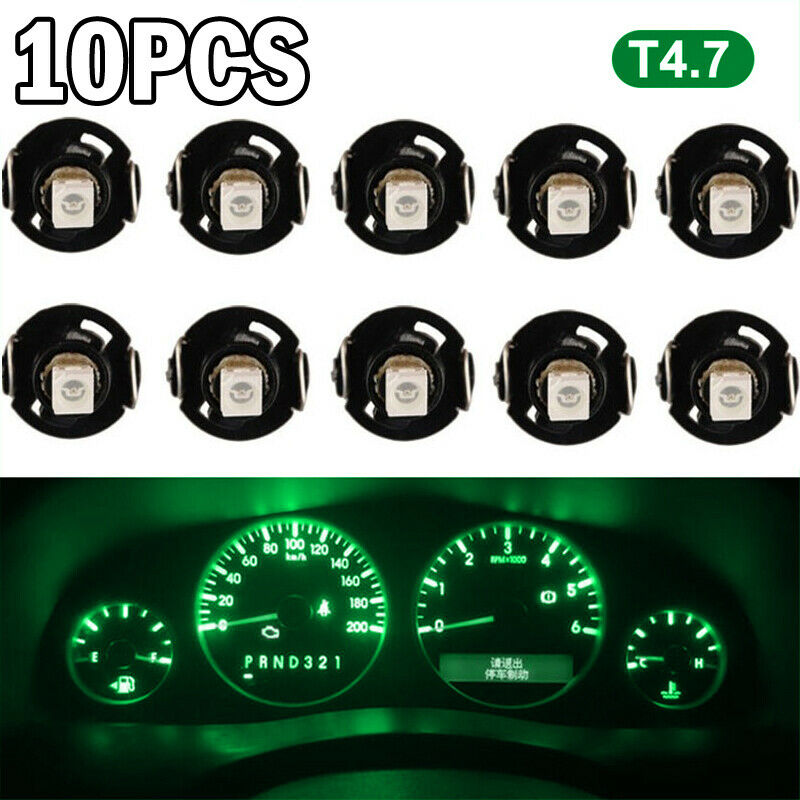 10x Green 9mmx12mm Wedge LED Dashboard Lamp Panel Bulb Car Instrument Light T4.7