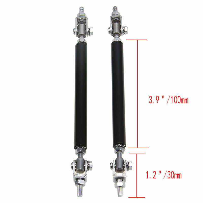 Universal 3.9inch Adjustable Bumper Lip Splitter Rod Strut Bar Support Black AH