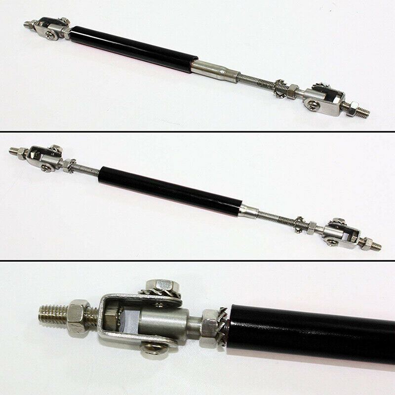 Universal 3.9inch Adjustable Bumper Lip Splitter Rod Strut Bar Support Black AH