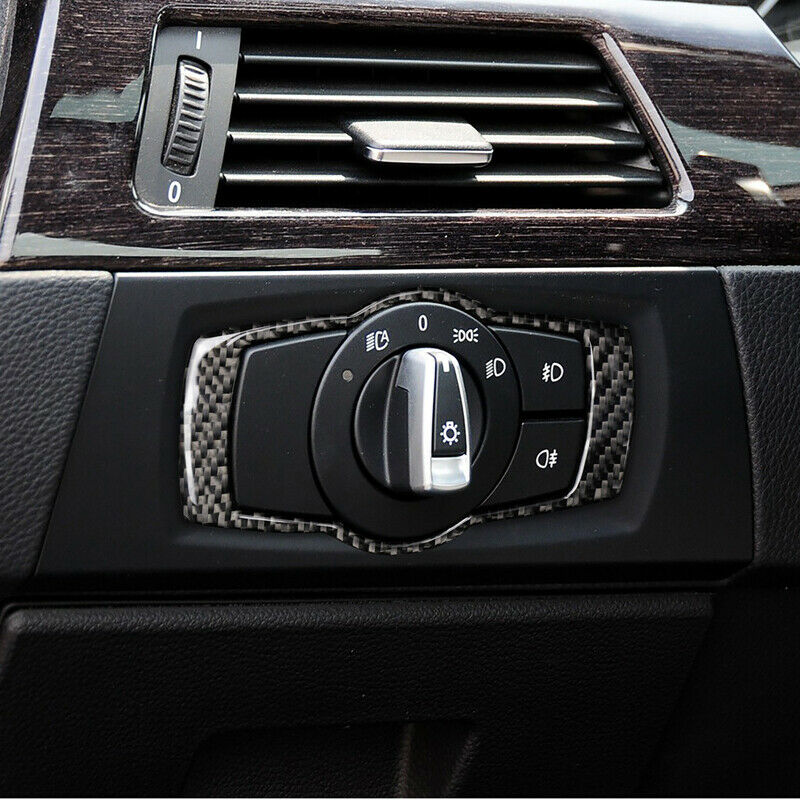 For BMW 3 Series E90 E92 E93 LCI Real Carbon Fiber Headlight Switch Frame Trim