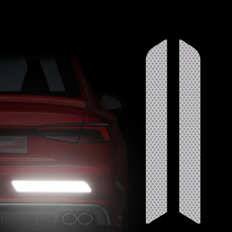 2x White Reflective Cycling Safety Warning Car Rear Bumper Decal Tape Sticker