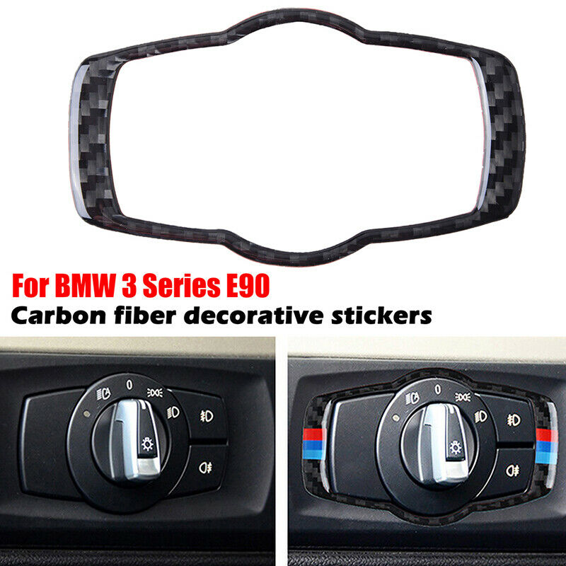 For BMW 3 Series E90 E92 E93 LCI Real Carbon Fiber Headlight Switch Frame Trim