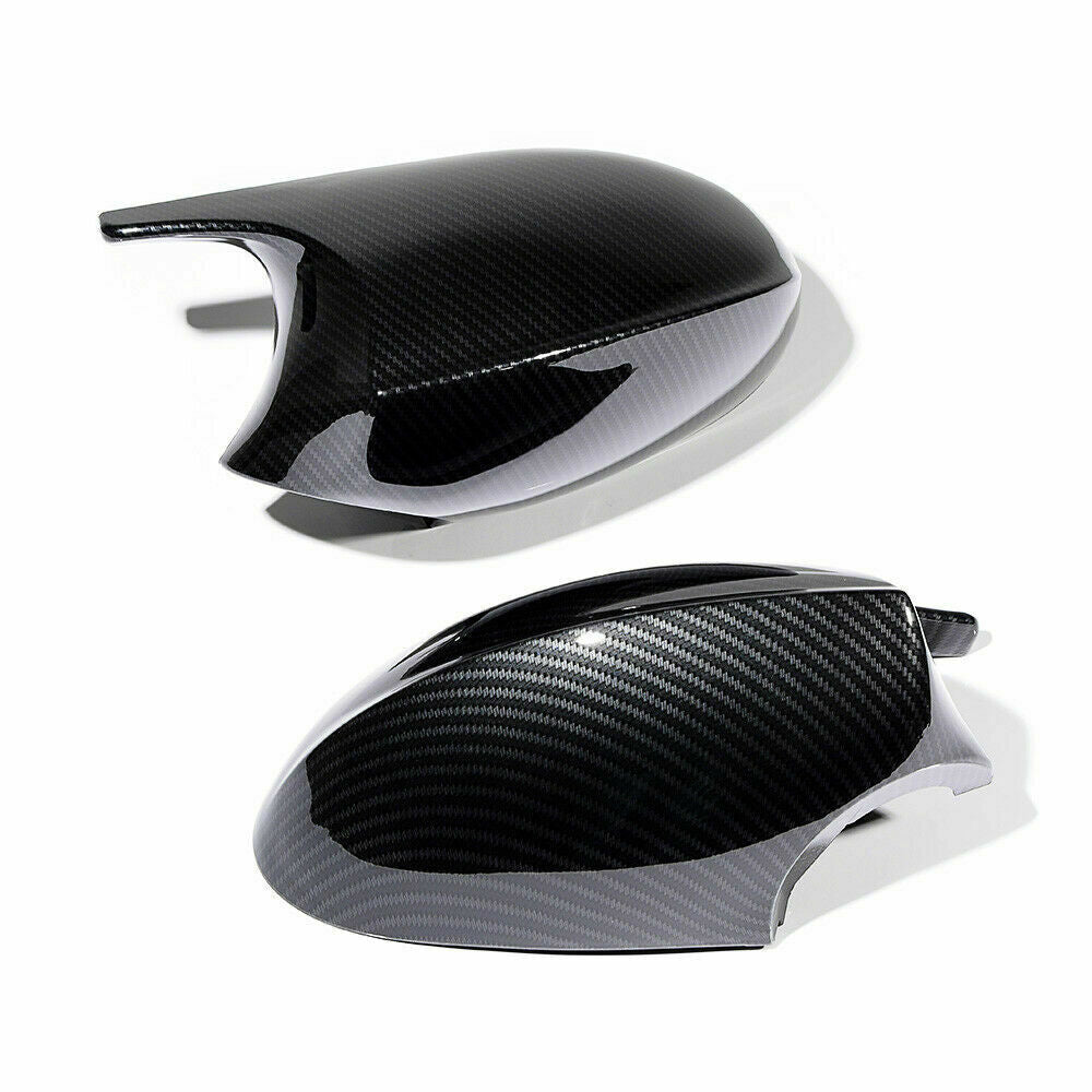 Carbon Black Rearview Wing Mirror Cover Cap For BMW E90 E91 05-07 E92 E93 06-09