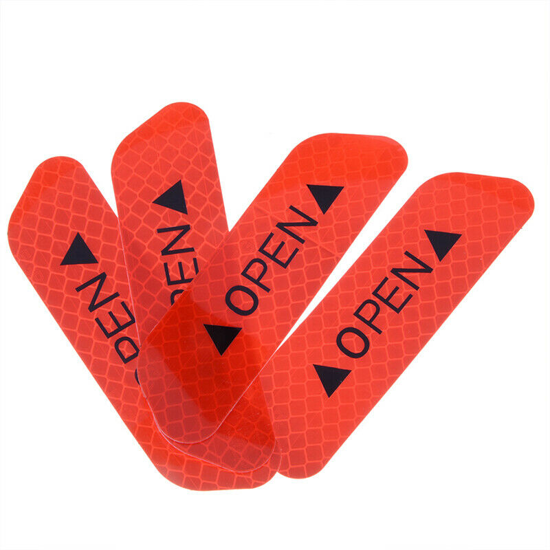 4x Universal Car Door Open Sticker Reflective Tape Safety Warning Decal Red AH