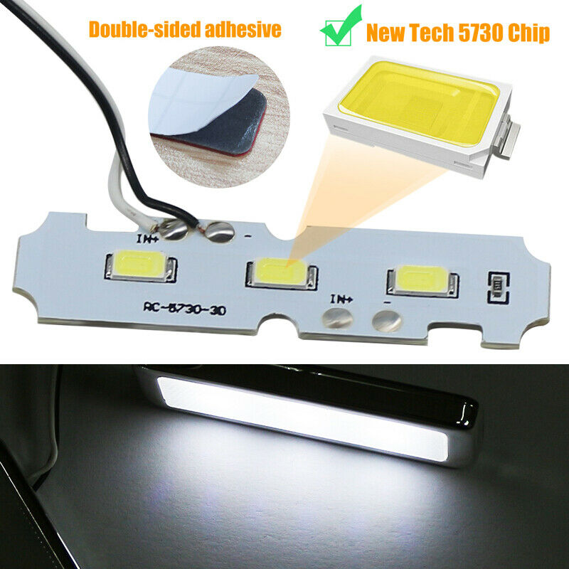 Set Blue Car Door Bowl Handle LED Ambient Atmosphere Light Interior Autopart E