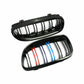 Black M Sport Dual Line Front Grille Kidney for 09-11 BMW E90 E91 3-Series Sedan