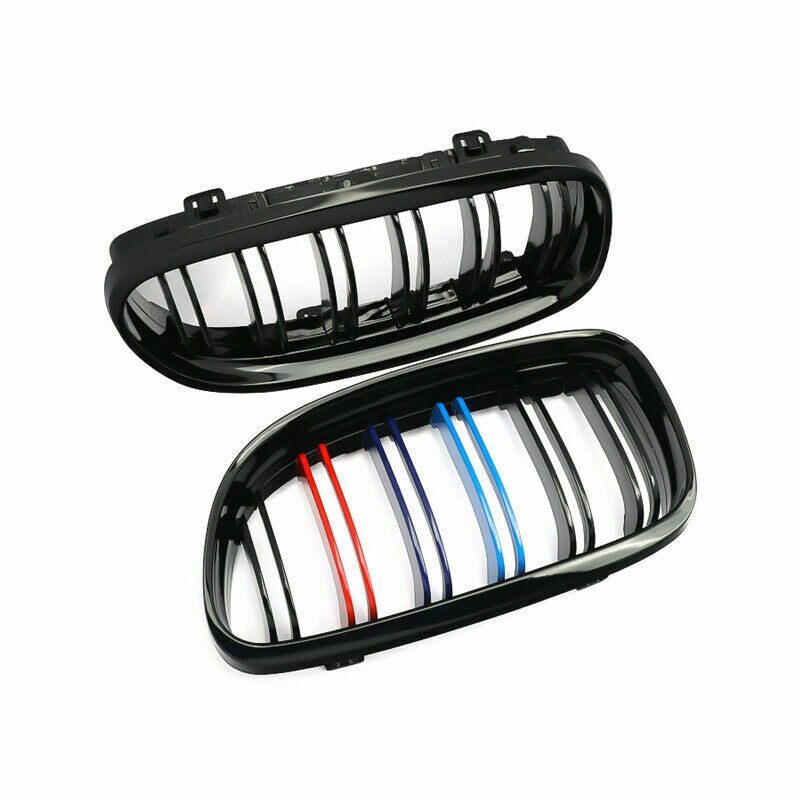 Black M Sport Dual Line Front Grille Kidney for 09-11 BMW E90 E91 3-Series Sedan