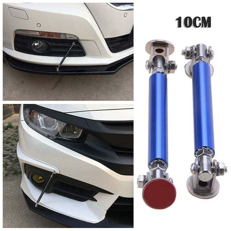 2X Vehicle Adjustable Front Bumper Splitter Strut Brace Rod Support Bars Blue