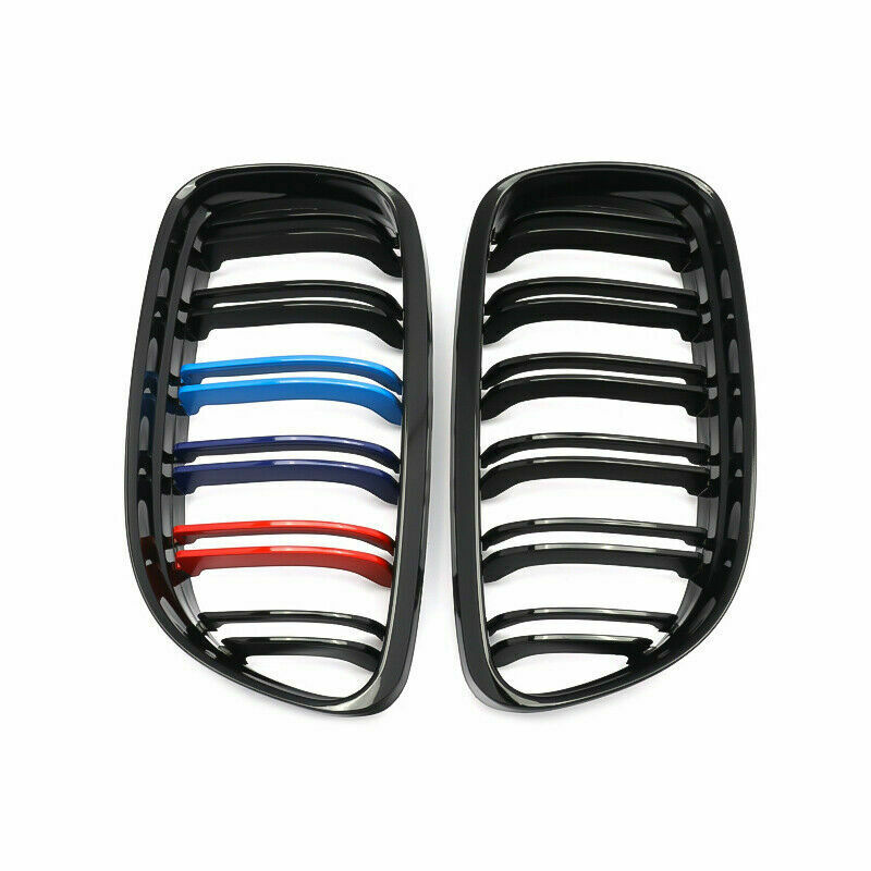 Black M Sport Dual Line Front Grille Kidney for 09-11 BMW E90 E91 3-Series Sedan