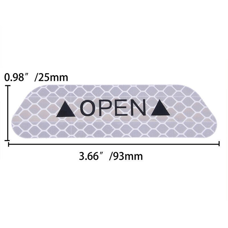 4x White Universal Car Door Open Sticker Reflective Tape Safety Warning Decal
