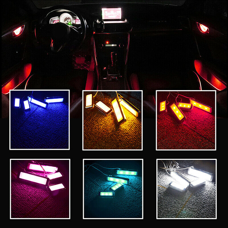 4pcs Car Door Bowl Handle LED Ambient Atmosphere Light Interior Accessories 12V
